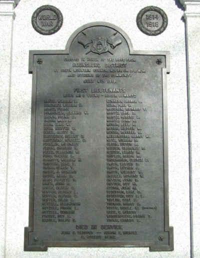 World War I Memorial listing names of soldiers who fought