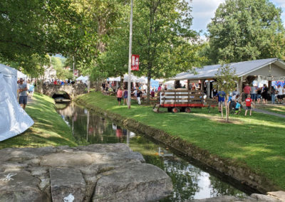 Boonesborough Days at Shafer Park with Creek and tents