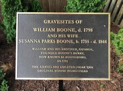Marker for William Boone and Susanna<br />
Boone