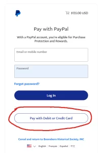 Payment Screenshot circled for credit card payment